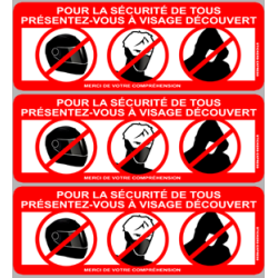 visage découvert - 3fois 10x3.5cm - Sticker/autocollant