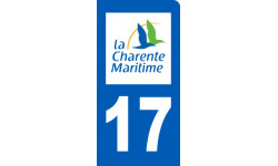 Autocollant (sticker): immatriculation motard département de la Charente Maritime - 6x3cm