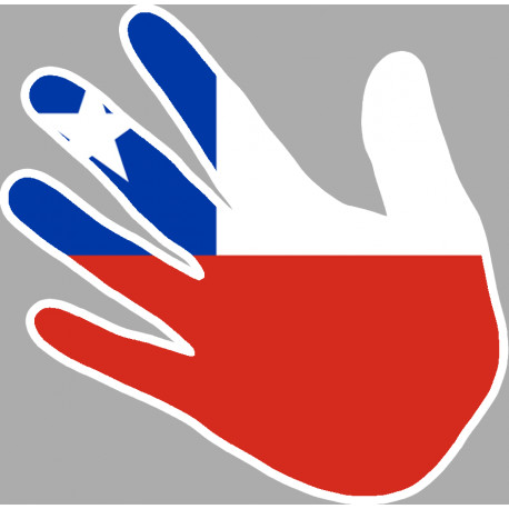 Autocollant (sticker): drapeau chili main