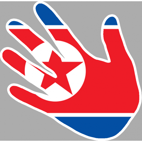 Autocollant (sticker): drapeau coree du nord main