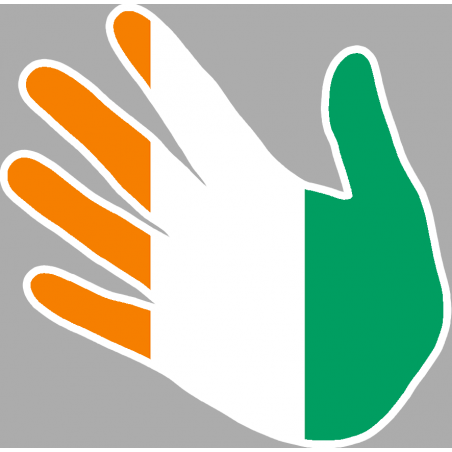 Autocollant (sticker): drapeau Cote d'Ivoire main