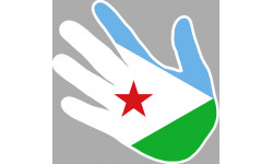 Autocollant (sticker): drapeau Djibouti main