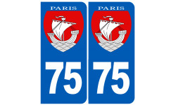 Autocollant (sticker): numéro immatriculation 75 Paris