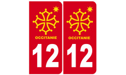 immatriculation 12 Occitanie - Autocollant(sticker)