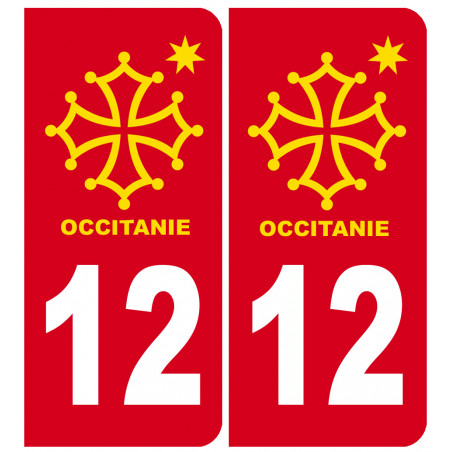 immatriculation 12 Occitanie - Autocollant(sticker)