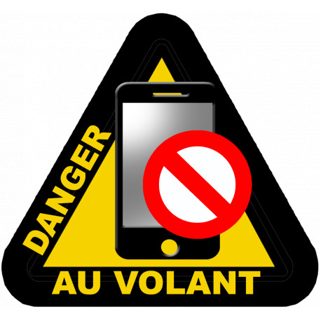 Autocollant (sticker): 15x14cm smartphone danger au volant