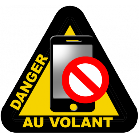 Autocollant (sticker): 15x14cm smartphone danger au volant