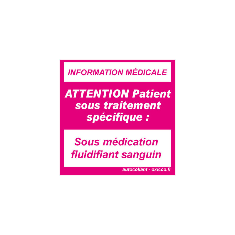 Sous fluidifiant sanguin (5x5cm) - Sticker/autocollant