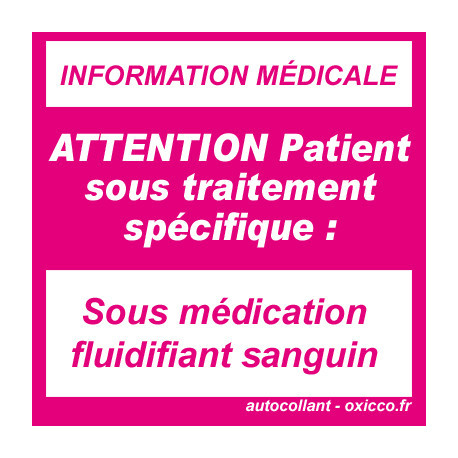 Sous fluidifiant sanguin (5x5cm) - Autocollant(sticker)