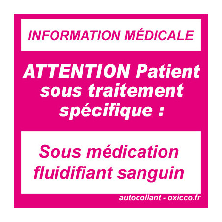 Sous fluidifiant sanguin (5x5cm) - Autocollant(sticker)