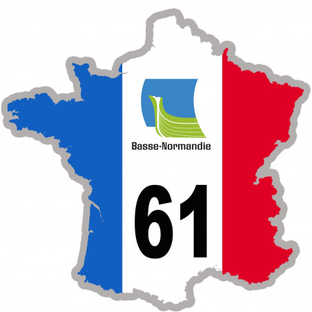 61 France Basse-Normandie - 10x10cm - Autocollant(sticker)