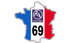 FRANCE 69 Rhône Alpes - 10x10cm - Autocollant(sticker)