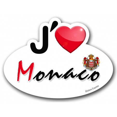 j'aime Monaco (15x11cm) - Autocollant(sticker)