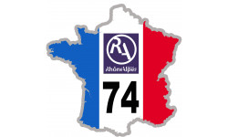 FRANCE 74 Rhône Alpes - 10x10cm - Autocollant(sticker)