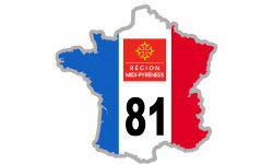 FRANCE 81 Midi Pyrénées - 10x10cm - Autocollant(sticker)