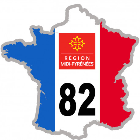 FRANCE 82 Midi Pyrénées - 10x10cm - Autocollant(sticker)