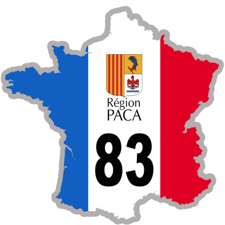 FRANCE 83 Région PACA - 10x10cm - Autocollant(sticker)