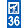immatriculation 36 motard de l'Indre - 6x3cm - Sticker/autocollant