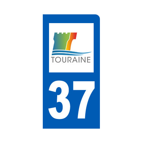 Autocollant (sticker): immatriculation 37 motard d'Indre-et-Loire