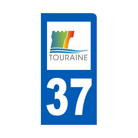 Autocollant (sticker): immatriculation 37 motard d'Indre-et-Loire