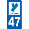 Autocollant (sticker): immatriculation motard 47 le Lot et Garonne