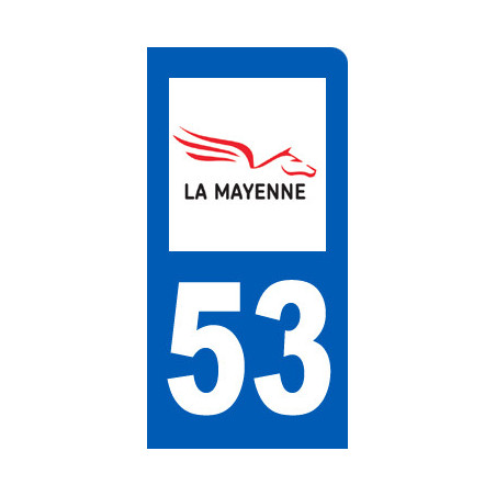 Autocollant (sticker): immatriculation motard 53 de la Mayenne