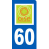 Autocollant (sticker): immatriculation motard 60 de l'Oise