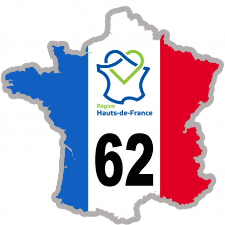 62 France Hauts-de-France - 10x10cm - Autocollant(sticker)