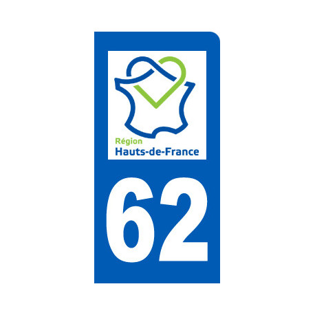 Autocollant (sticker): immatriculation motard 62 région Hauts-de-France