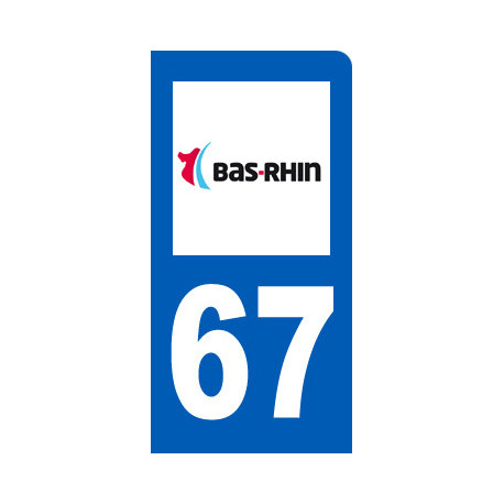 Autocollant (sticker): immatriculation motard 67 du Bas-Rhin