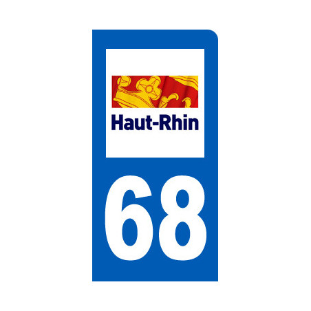 Autocollant (sticker): immatriculation motard 68 du Haut-Rhin