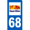 Autocollant (sticker): immatriculation motard 68 du Haut-Rhin