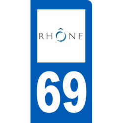 immatriculation motard 69 Rhône - 6x3cm - Sticker/autocollant