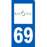 Autocollant (sticker): immatriculation motard 69 du Rhône