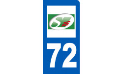 Autocollant (sticker): immatriculation motard 72 de la Sarthe