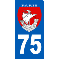 immatriculation motard 75 Paris - 6x3 cm - Sticker/autocollant