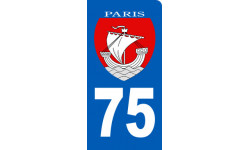 Autocollant (sticker): immatriculation motard 75 Paris