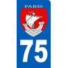 immatriculation motard 75 Paris - 6x3 cm - Sticker/autocollant