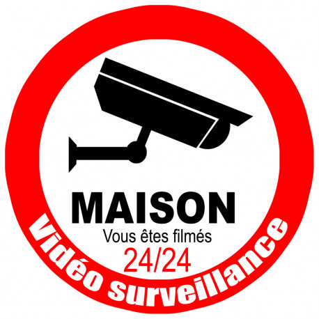 vidéo surveillance Maison - 10cm - Autocollant(sticker)