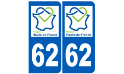 Autocollant (sticker): 62 immatriculation Nord Pas de Calais région Hauts-de-France