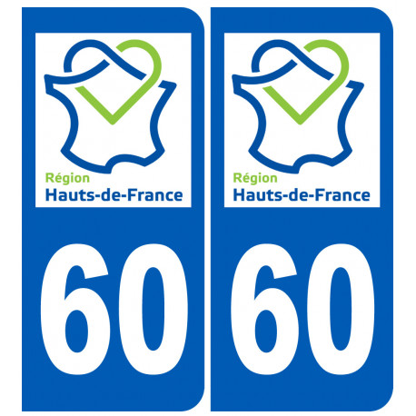 Autocollant (sticker): 60 immatriculation de l'Oise région Picardie Hauts-de-France