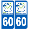 Autocollant (sticker): 60 immatriculation de l'Oise région Picardie Hauts-de-France