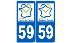 Autocollant (sticker): 59 immatriculation le Nord région Hauts-de-France
