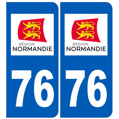 immatriculation 76 Normandie (2 logos de 10,2x4,6cm) - Autocollant(sticker)