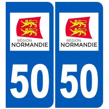 immatriculation 50 Normandie (2 logos de 10,2x4,6cm) - Autocollant(sticker)