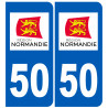 immatriculation 50 Normandie (2 logos de 10,2x4,6cm) - Autocollant(sticker)