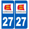 immatriculation 27 Normandie (2 logos de 10,2x4,6cm) - Autocollant(sticker)