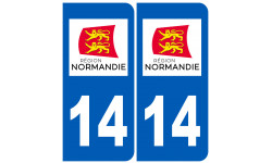 immatriculation 14 Normandie - Autocollant(sticker)