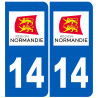 immatriculation 14 Normandie - Autocollant(sticker)