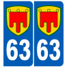 immatriculation 63 Auvergne - Sticker/autocollant